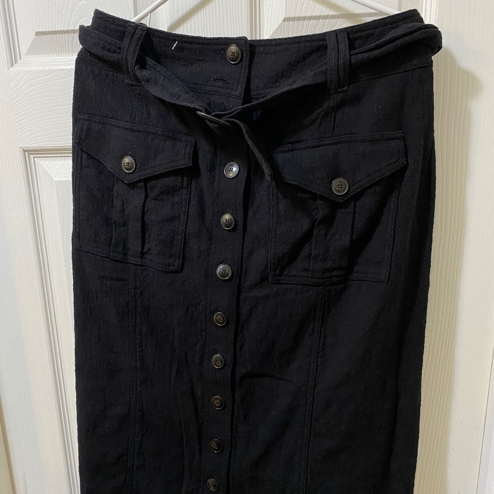 Sezane Black  Size EU 44/US 10.5 Buttoned Up with Belt Skirt.